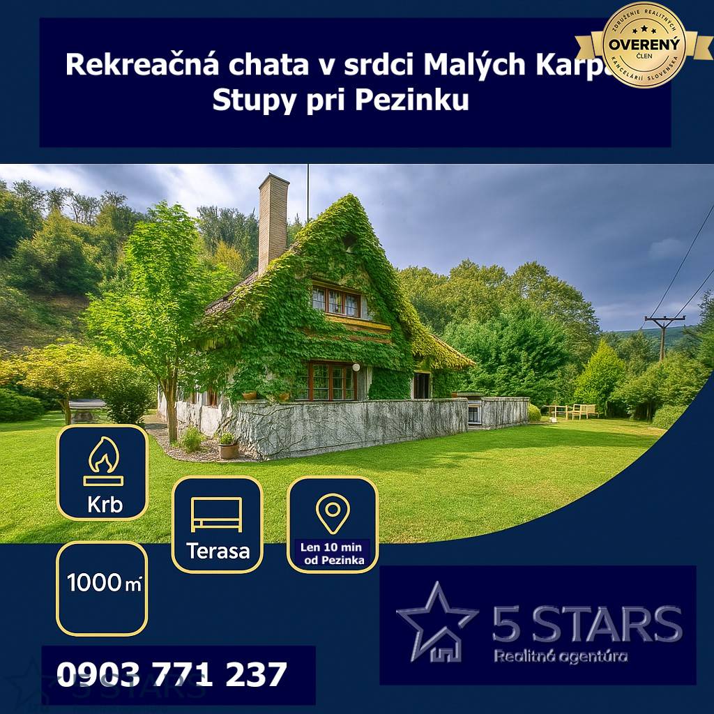 Sale Cottage, Cottage, Stupy, Pezinok, Slovakia